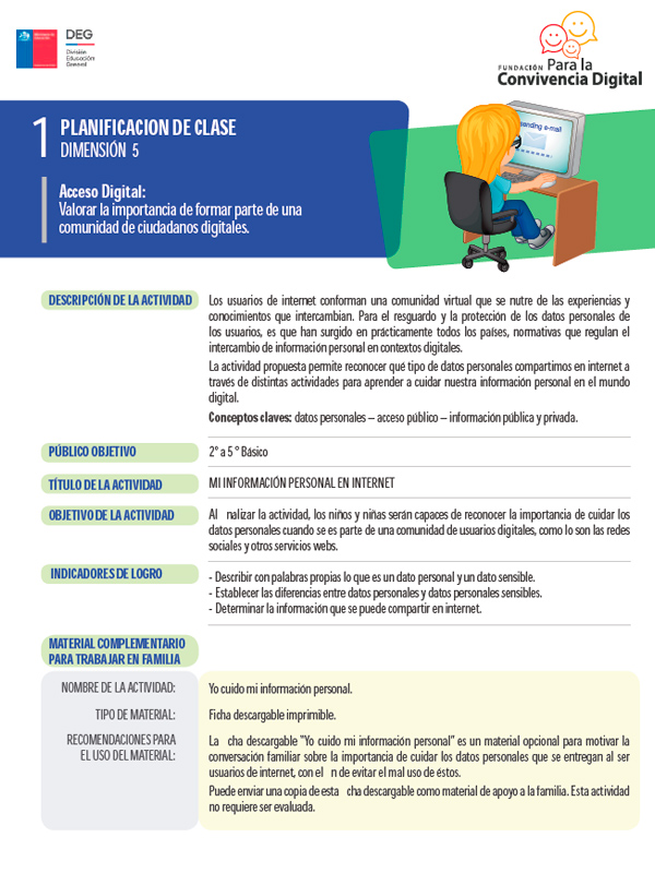 Planificación de clase dimensión 5